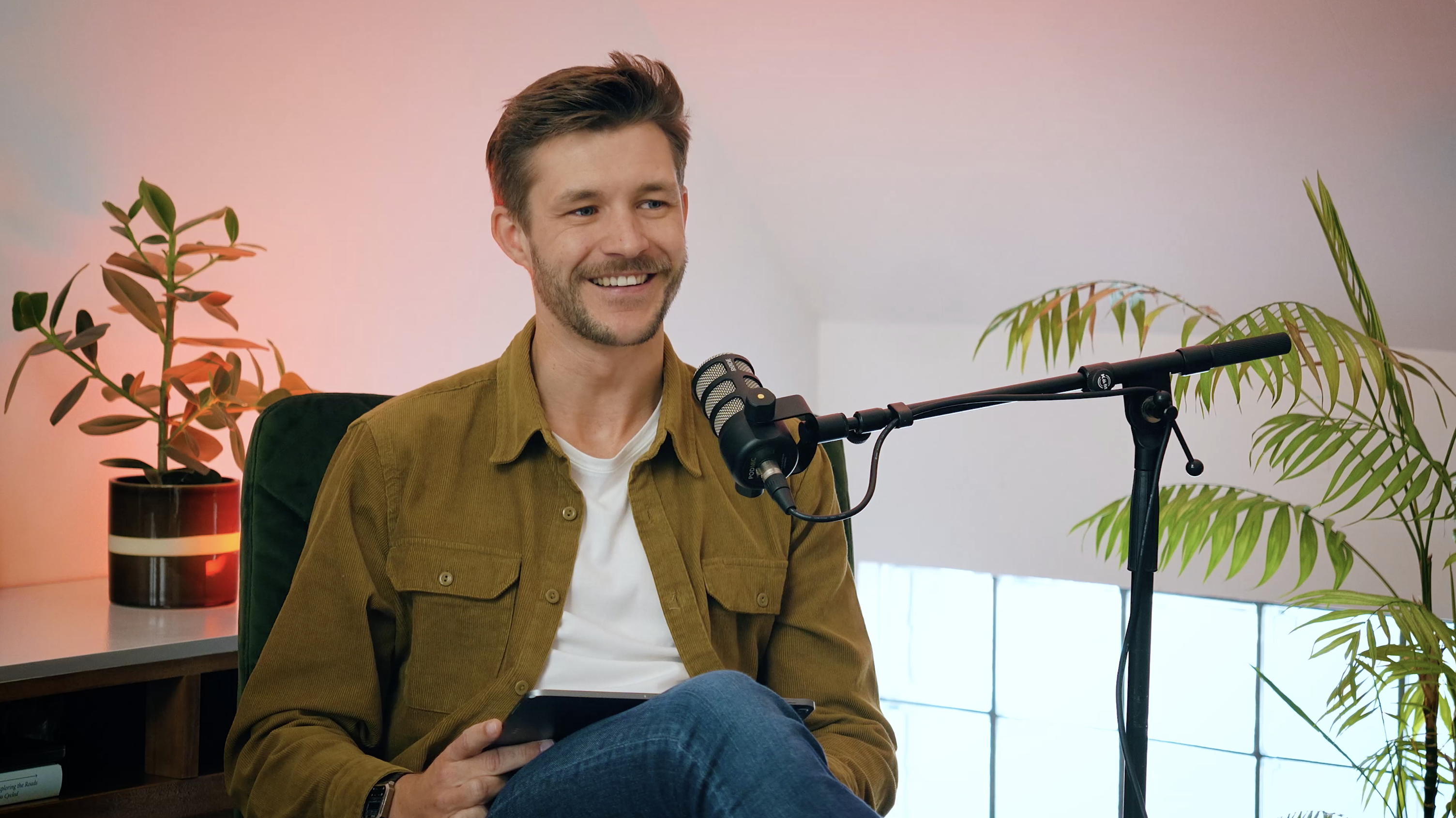 Tim recording the Shifting Careers podcast